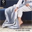 Mekhi Sherpa Polyester Throw Blanket with Feet Pocket Light Blue 28