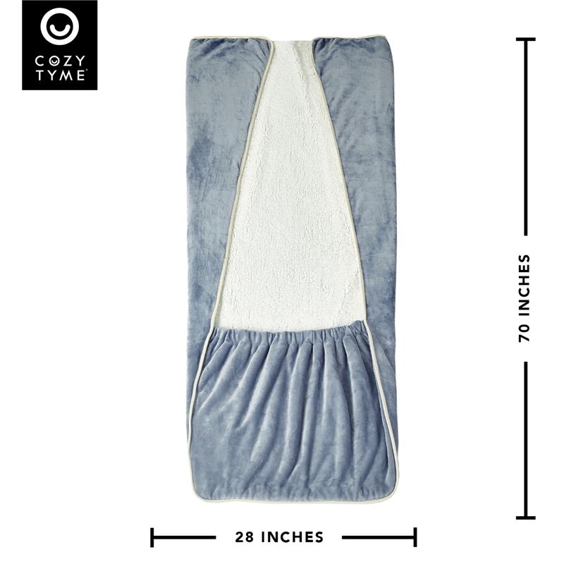 Mekhi Sherpa Polyester Throw Blanket with Feet Pocket Light Blue 28