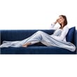 Mekhi Sherpa Polyester Throw Blanket with Feet Pocket Light Blue 28