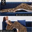 Mekhi Sherpa Polyester Throw Blanket with Feet Pocket Leopard 28
