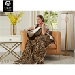 Mekhi Sherpa Polyester Throw Blanket with Feet Pocket Leopard 28
