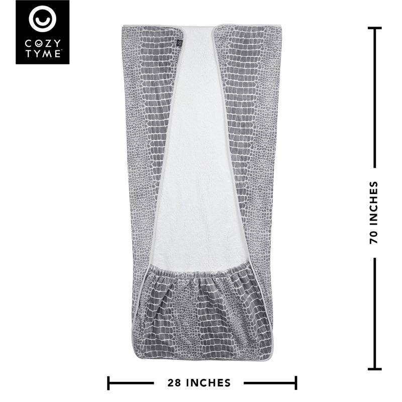 Mekhi Sherpa Polyester Throw Blanket with Feet Pocket Crocodile 28