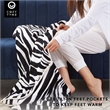 Mekhi Sherpa Polyester Extra Soft Throw Blanket with Feet Pocket Zebra 28
