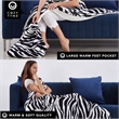 Mekhi Sherpa Polyester Extra Soft Throw Blanket with Feet Pocket Zebra 28