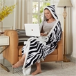 Milana Sherpa Polyester Extra Soft Throw Blanket with Hoodie Zebra 50