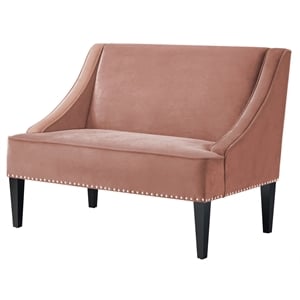 Clare Rectangular Bench Blush Pink Velvet Upholstered Swoop Arm