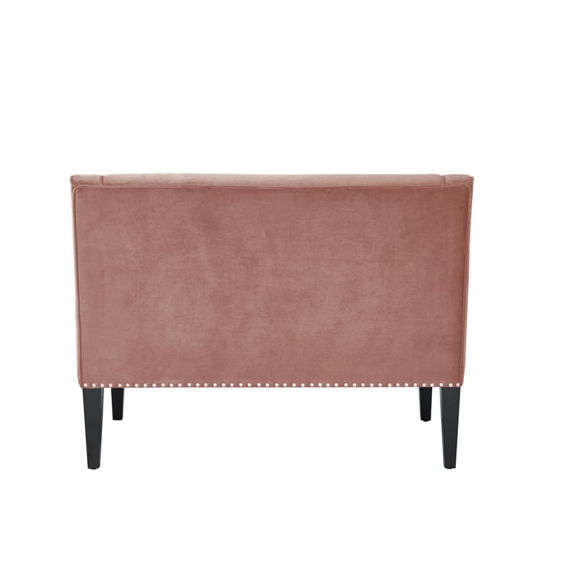 Clare Rectangular Bench Blush Pink Velvet Upholstered Swoop Arm