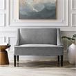 Clare Rectangular Bench Gray Velvet Upholstered Swoop Arm Nailhead Trim