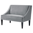 Clare Rectangular Bench Gray Velvet Upholstered Swoop Arm Nailhead Trim