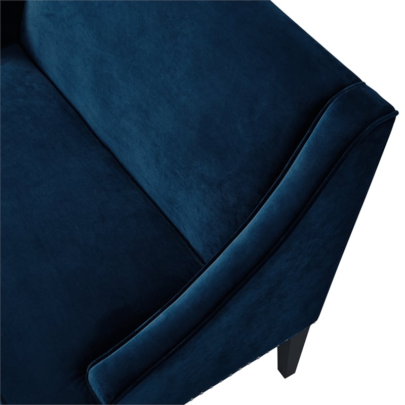 Clare Rectangular Bench Navy Blue Velvet Upholstered Swoop Arm