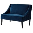 Clare Rectangular Bench Navy Blue Velvet Upholstered Swoop Arm
