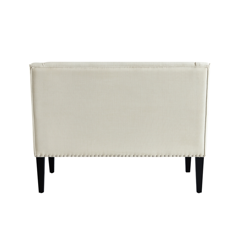 Clare Rectangular Bench Cream White Linen Upholstered Swoop Arm