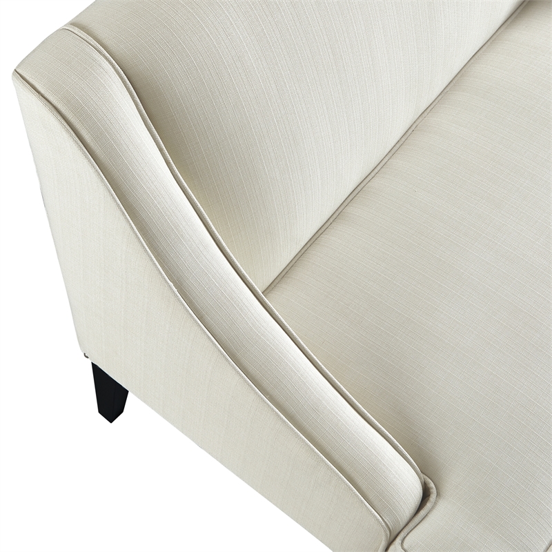 Clare Rectangular Bench Cream White Linen Upholstered Swoop Arm