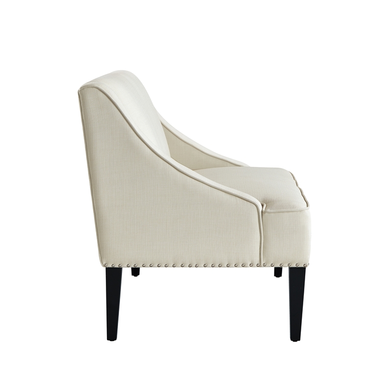Clare Rectangular Bench Cream White Linen Upholstered Swoop Arm