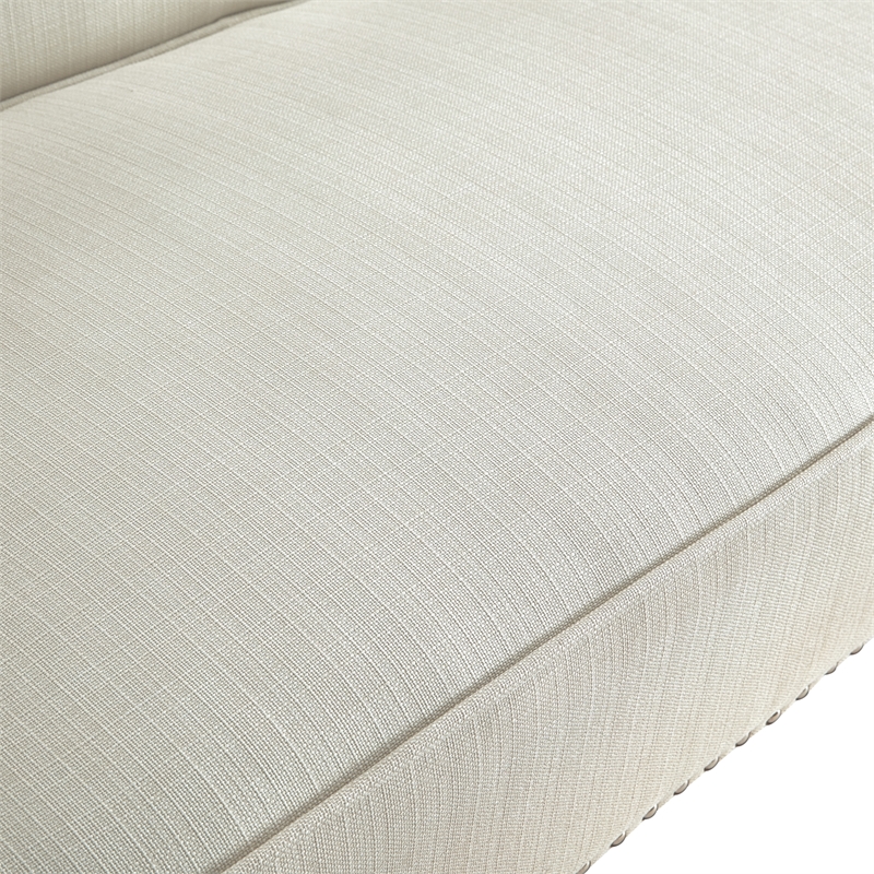 Clare Rectangular Bench Cream White Linen Upholstered Swoop Arm