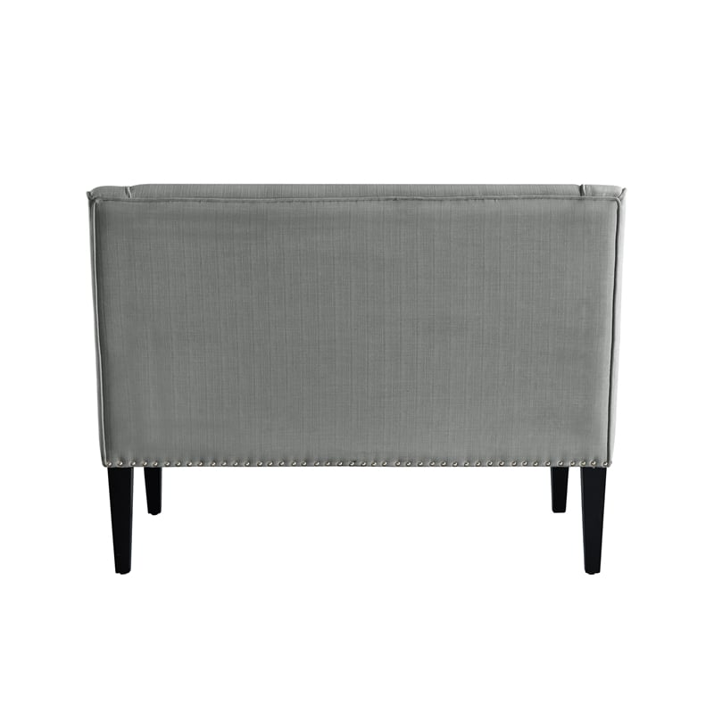 Clare Rectangular Bench Light Gray Linen Upholstered Swoop Arm