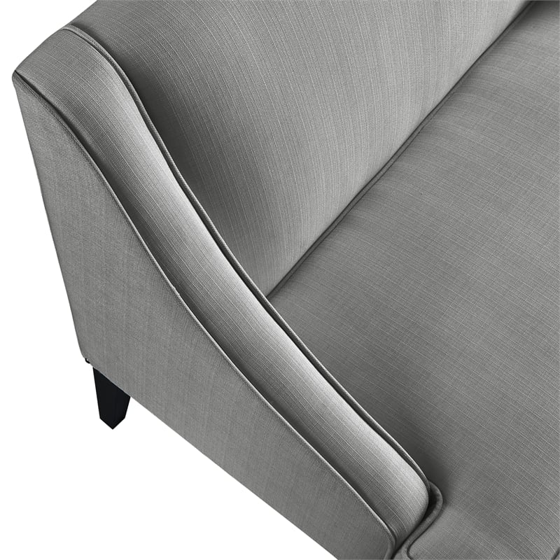 Clare Rectangular Bench Light Gray Linen Upholstered Swoop Arm