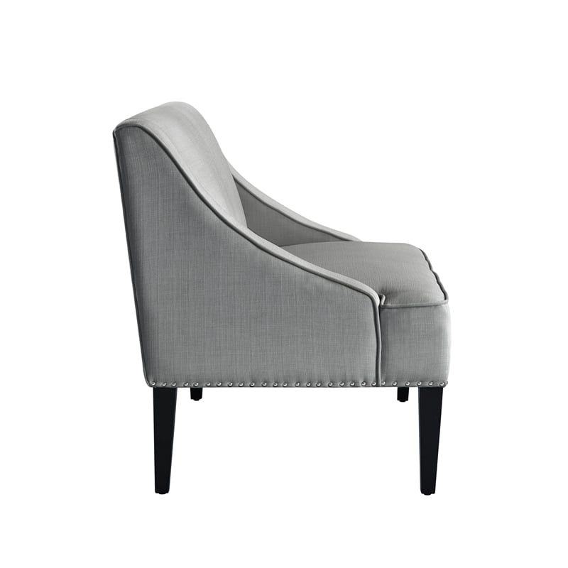 Clare Rectangular Bench Light Gray Linen Upholstered Swoop Arm