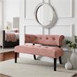 Addilynn Rectangular Bench Blush Pink Velvet Upholstered Button Tufted