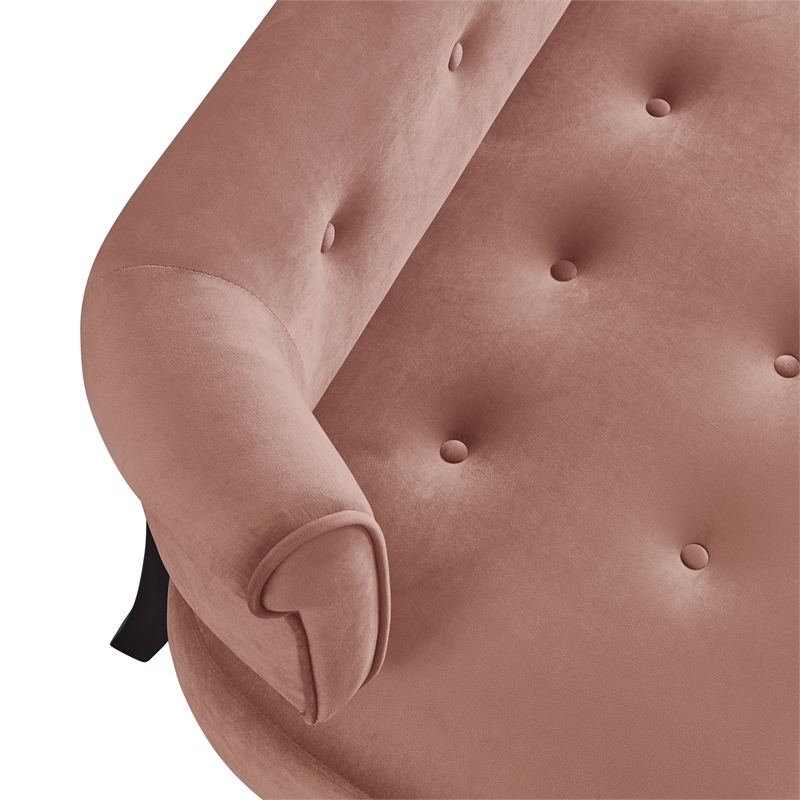 Addilynn Rectangular Bench Blush Pink Velvet Upholstered Button Tufted