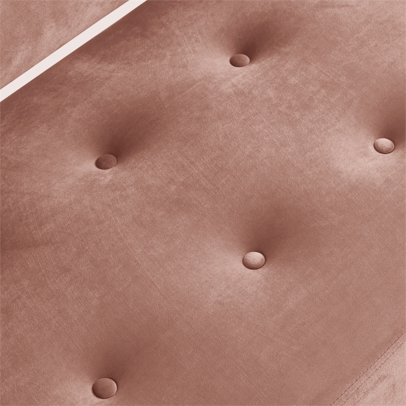 Addilynn Rectangular Bench Blush Pink Velvet Upholstered Button Tufted