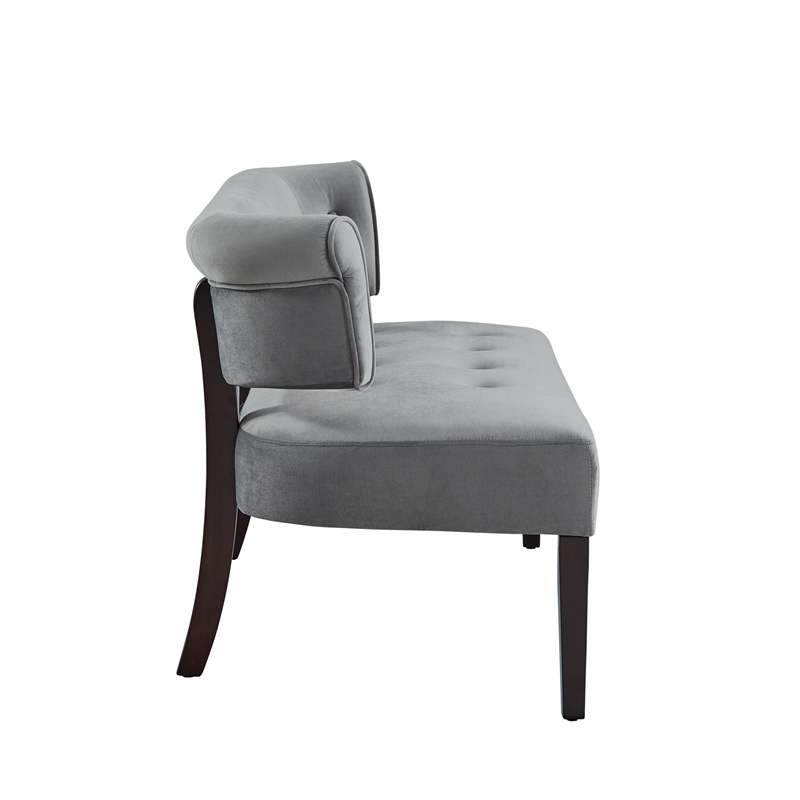 Addilynn Rectangular Bench Gray Velvet Upholstered Button Tufted