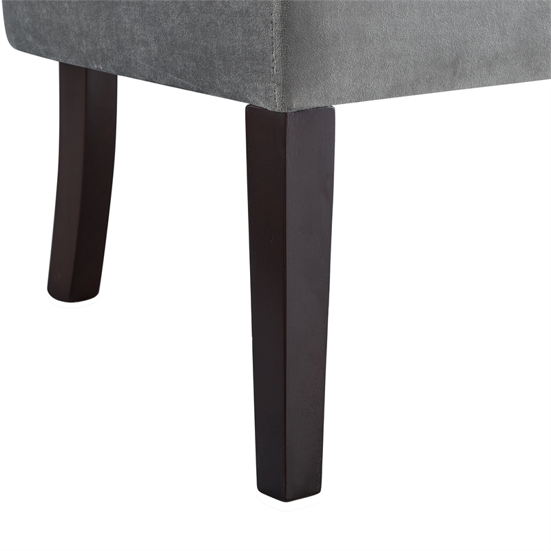 Addilynn Rectangular Bench Gray Velvet Upholstered Button Tufted