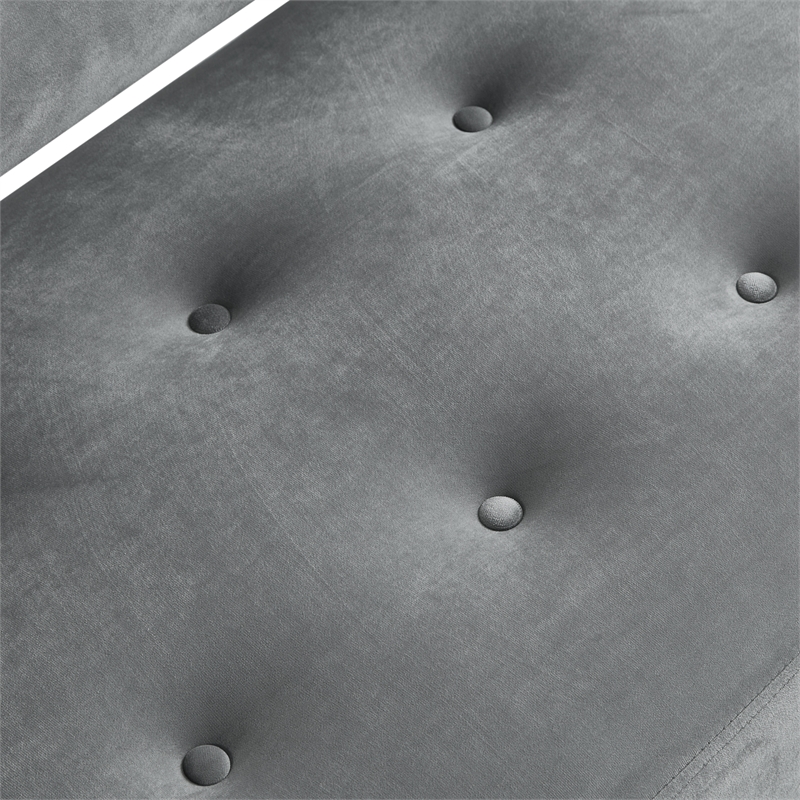 Addilynn Rectangular Bench Gray Velvet Upholstered Button Tufted