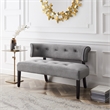 Addilynn Rectangular Bench Gray Velvet Upholstered Button Tufted