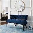 Addilynn Rectangular Bench Navy Blue Velvet Upholstered Button Tufted