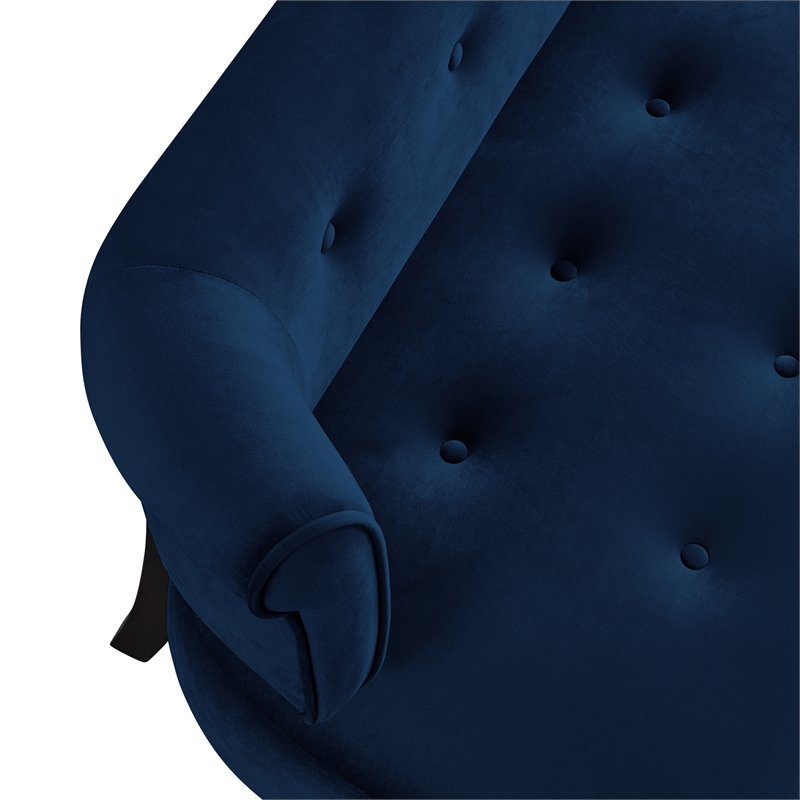 Addilynn Rectangular Bench Navy Blue Velvet Upholstered Button Tufted