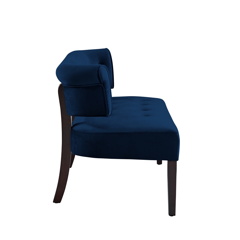 Addilynn Rectangular Bench Navy Blue Velvet Upholstered Button Tufted