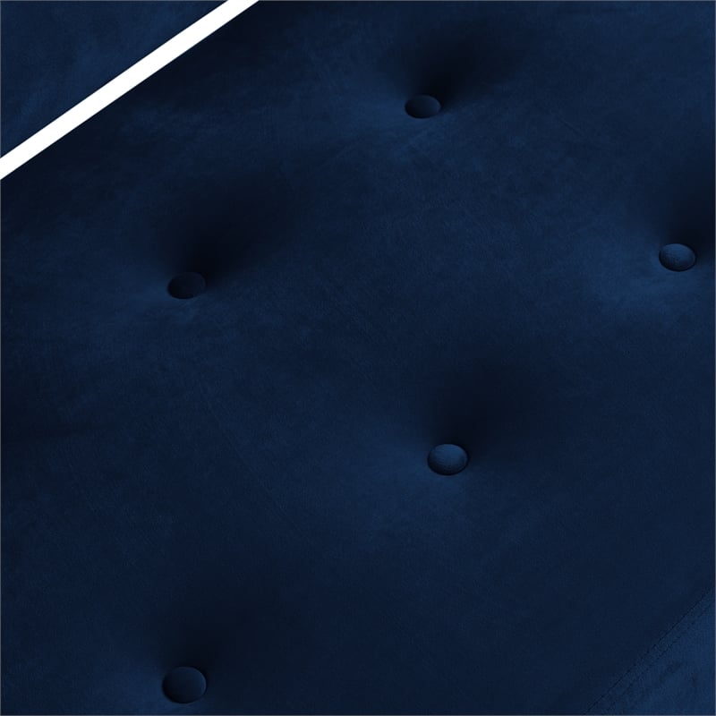 Addilynn Rectangular Bench Navy Blue Velvet Upholstered Button Tufted