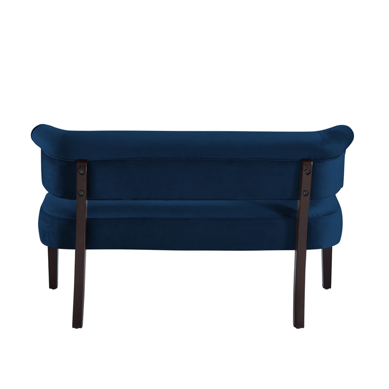 Addilynn Rectangular Bench Navy Blue Velvet Upholstered Button Tufted
