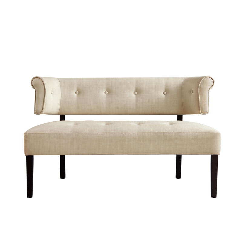 Addilynn Rectangular Bench Beige Linen Upholstered Button Tufted