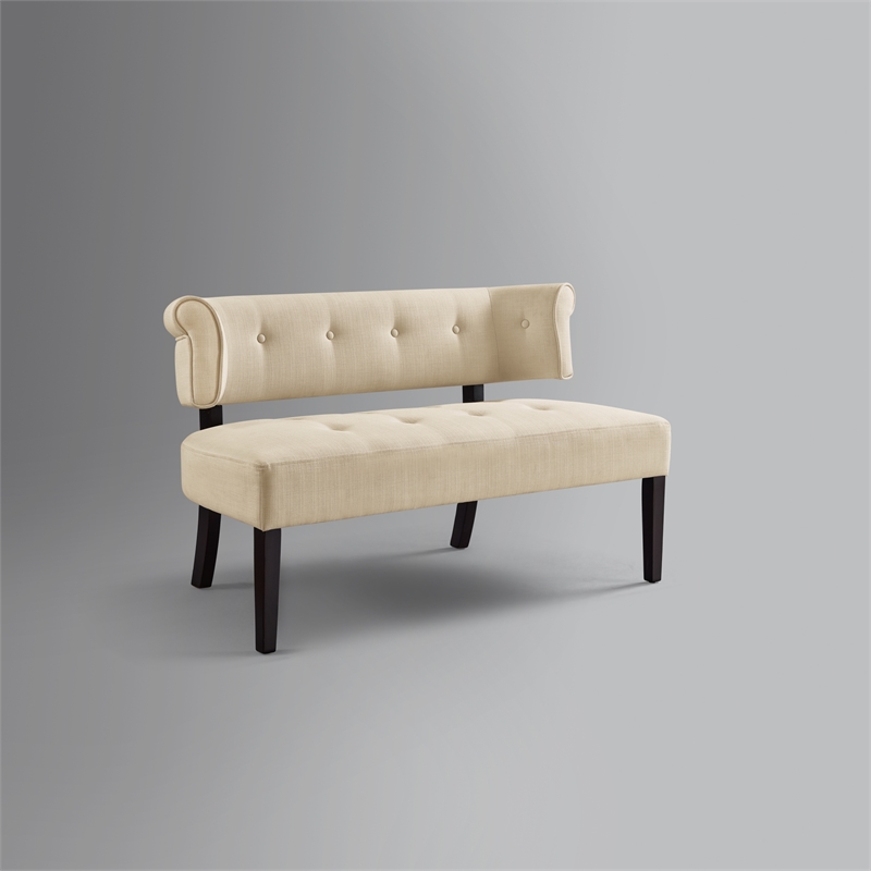 Addilynn Rectangular Bench Beige Linen Upholstered Button Tufted