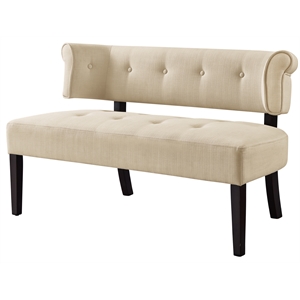 Addilynn Rectangular Bench Beige Linen Upholstered Button Tufted