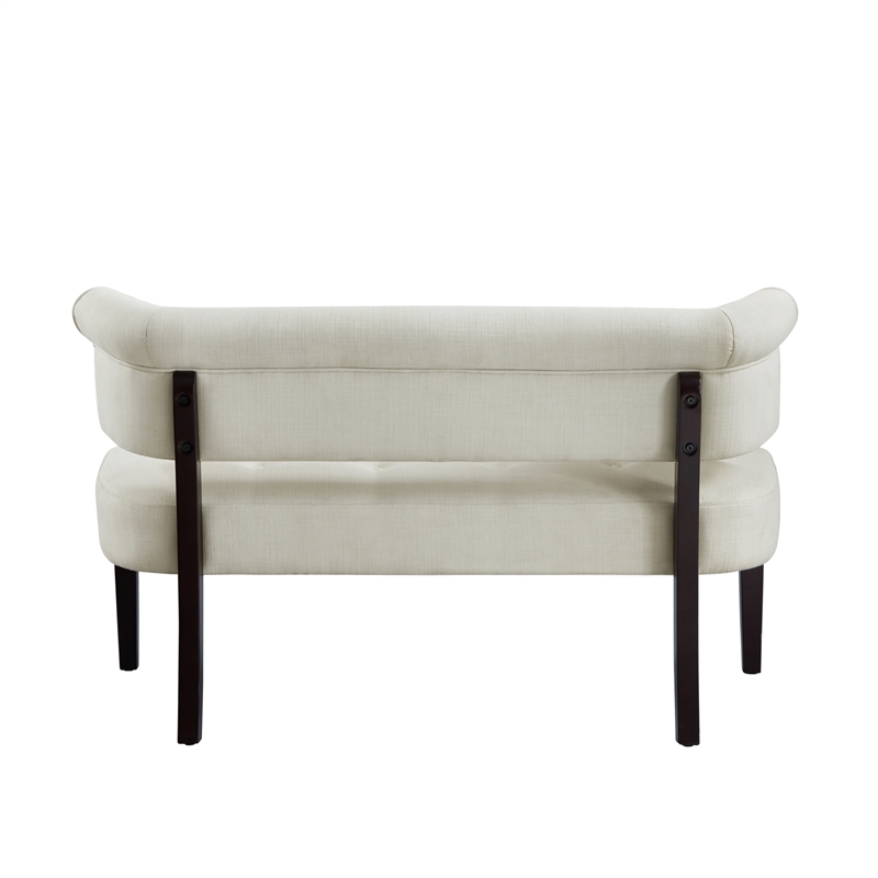 Addilynn Rectangular Bench Cream White Linen Upholstered Button Tufted