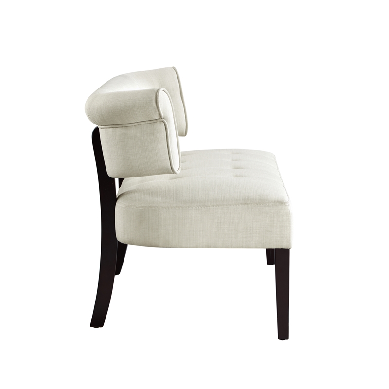 Addilynn Rectangular Bench Cream White Linen Upholstered Button Tufted