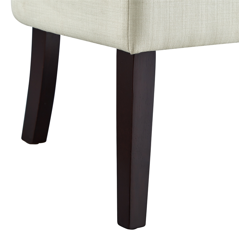 Addilynn Rectangular Bench Cream White Linen Upholstered Button Tufted