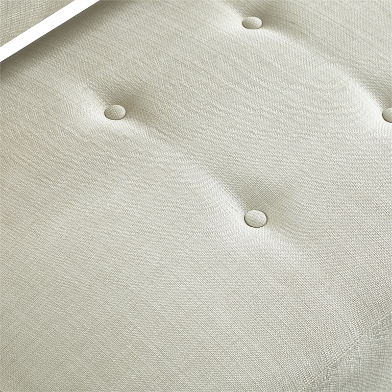 Addilynn Rectangular Bench Cream White Linen Upholstered Button Tufted