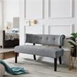 Addilynn Rectangular Bench Light Gray Linen Upholstered Button Tufted