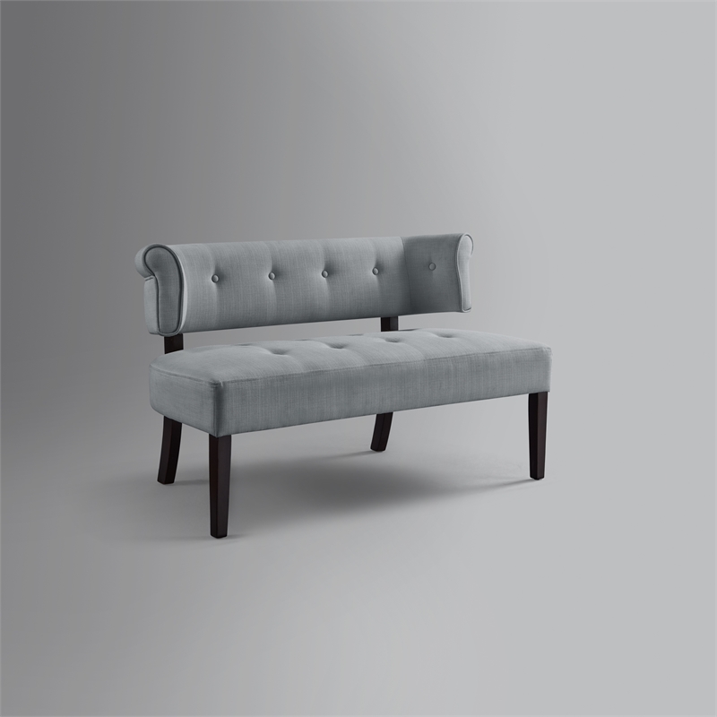 Addilynn Rectangular Bench Light Gray Linen Upholstered Button Tufted