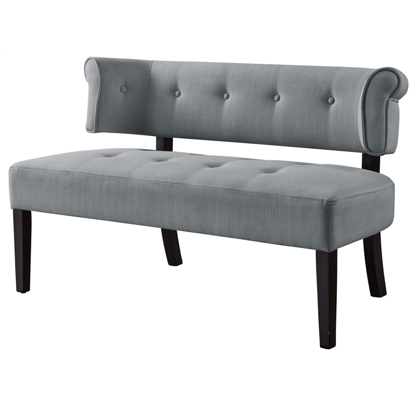 Addilynn Rectangular Bench Light Gray Linen Upholstered Button Tufted