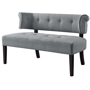 Addilynn Rectangular Bench Light Gray Linen Upholstered Button Tufted