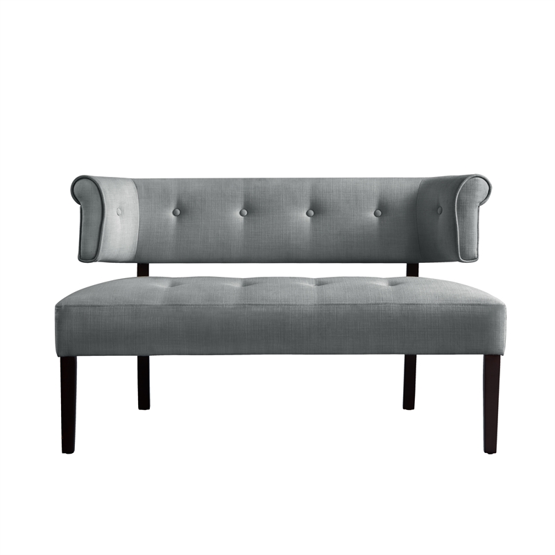 Addilynn Rectangular Bench Light Gray Linen Upholstered Button Tufted