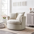 Kaelynn Accent Chair White Linen Upholstered 1 Back Pillow and 2 Toss Pillows