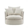 Kaelynn Accent Chair White Linen Upholstered 1 Back Pillow and 2 Toss Pillows