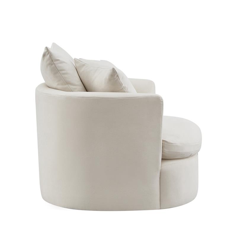 Kaelynn Accent Chair White Linen Upholstered 1 Back Pillow and 2 Toss Pillows