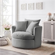 Kaelynn Accent Chair Gray Linen Upholstered 1 Back Pillow and 2 Toss Pillows